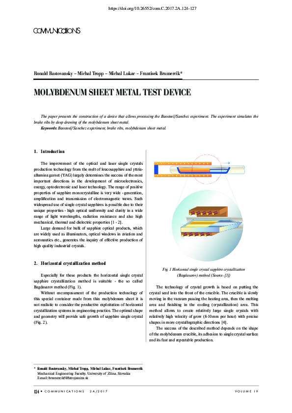 (PDF) Molybdenum Sheet Metal Test Device
