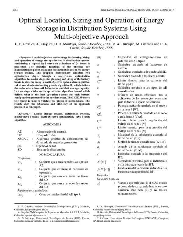 (PDF) Optimal location, sizing and operation of energy storage in ...
