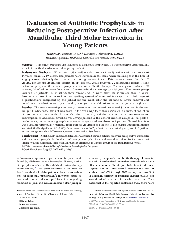(PDF) Evaluation of Antibiotic Prophylaxis in Reducing Postoperative ...
