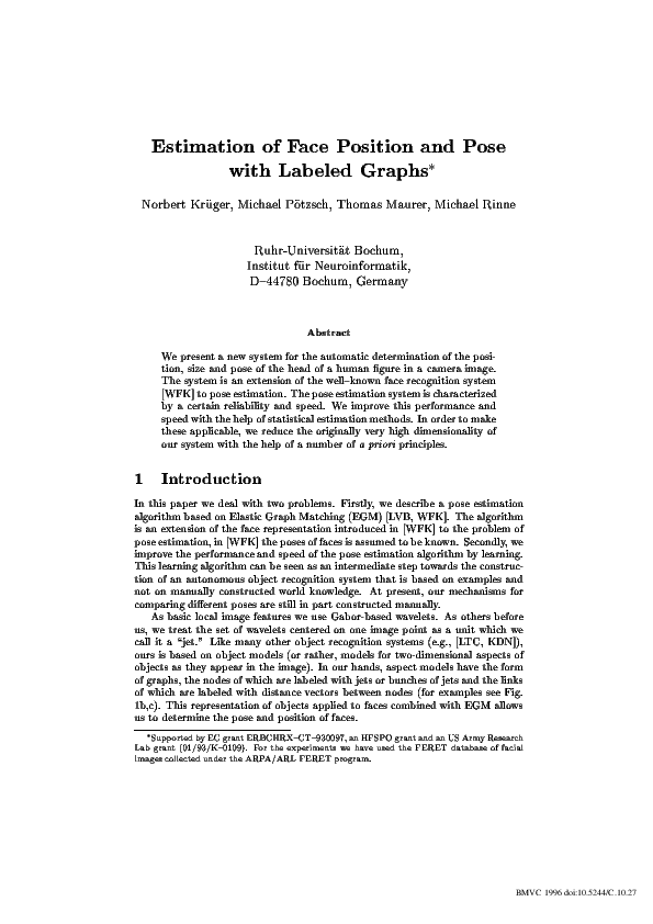 (PDF) Estimation of Face Position and Pose with Labeled Graphs