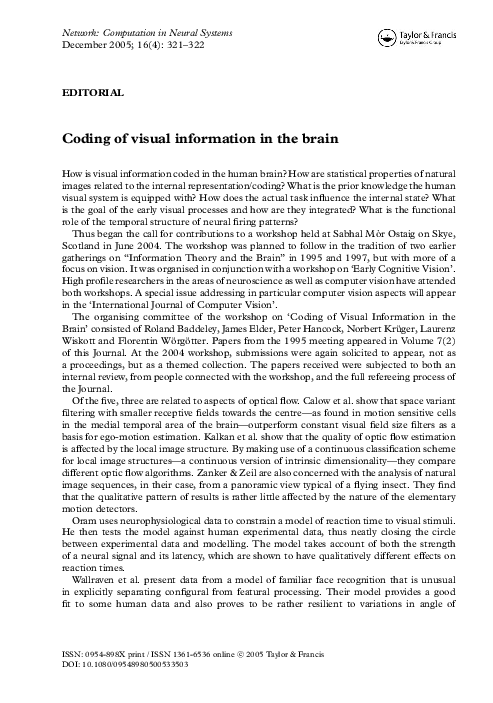 (PDF) Coding of visual information in the brain