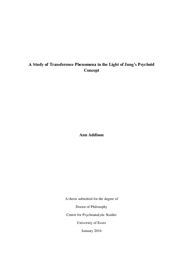 (PDF) A Study of Transference Phenomena in the Light of Jung's Psychoid ...
