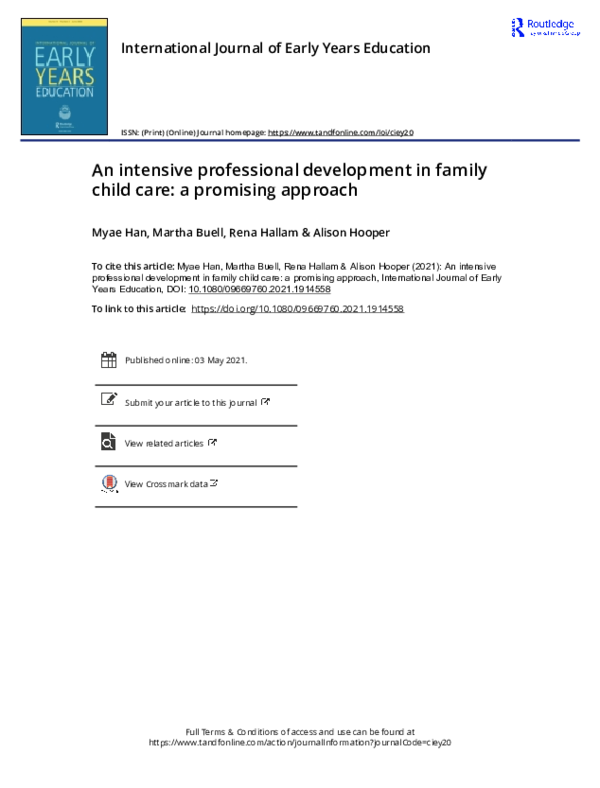(PDF) An intensive professional development in family child care: a ...