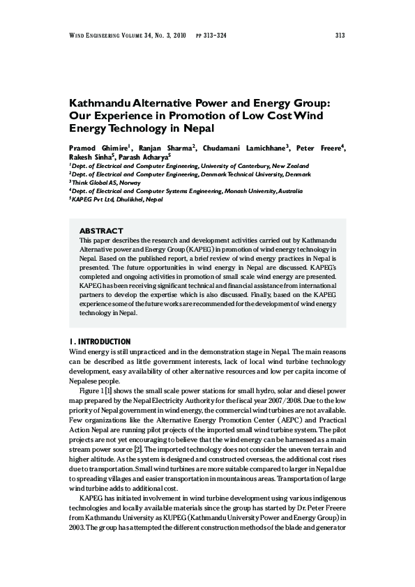 (PDF) Kathmandu Alternative Power and Energy Group Our Experience in