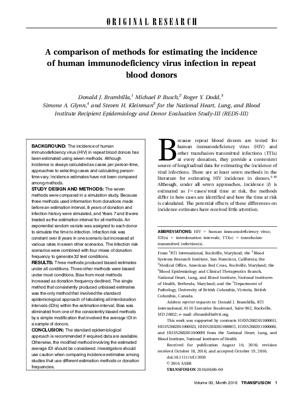 (PDF) A comparison of methods for estimating the incidence of human ...