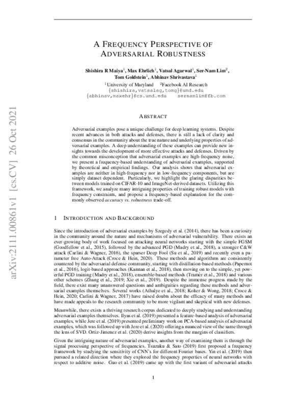 (PDF) A Frequency Perspective of Adversarial Robustness