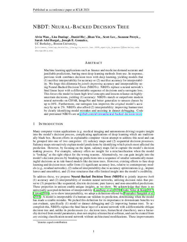 (PDF) NBDT: Neural-Backed Decision Tree