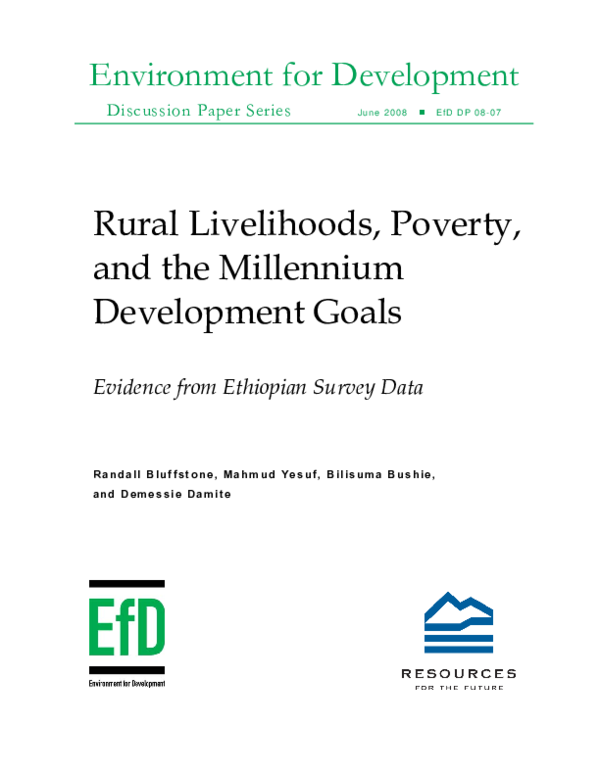 (PDF) Rural Livelihoods, Poverty, and the Millennium Development Goals Evidence from Ethiopian