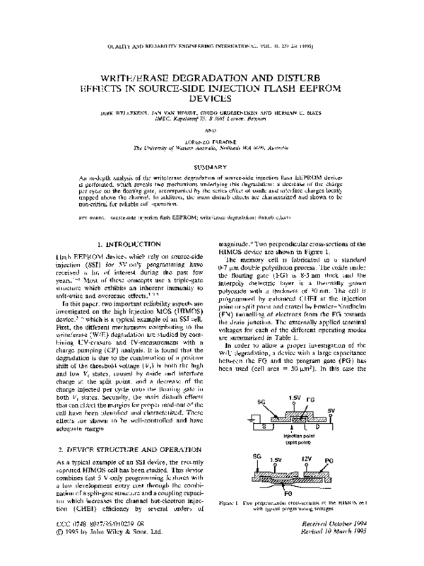 (PDF) Write/erase degradation and disturb effects in sourceside