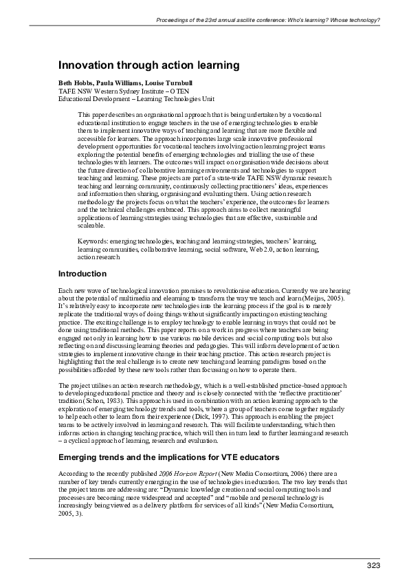 (PDF) Innovation Through Action Learning