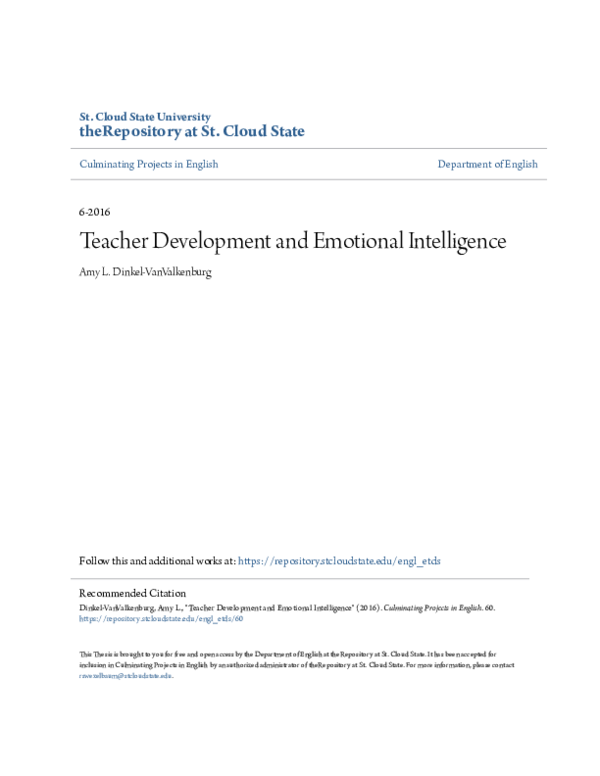 (PDF) Teacher Development and Emotional Intelligence