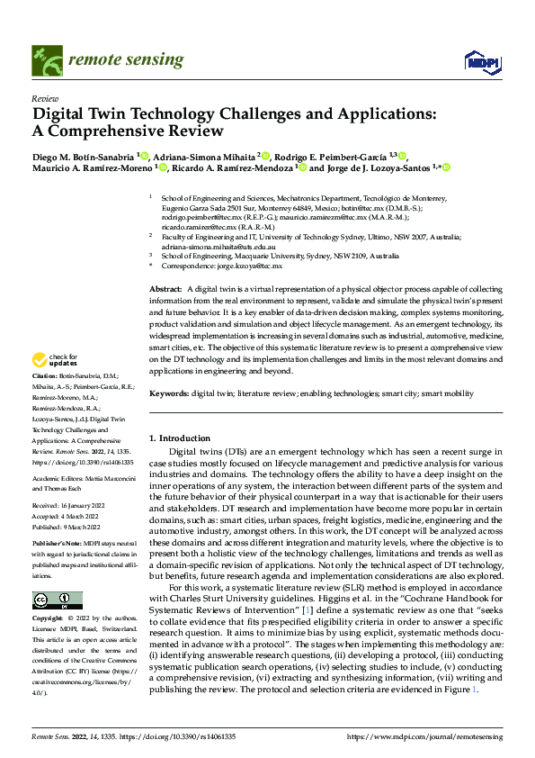 (PDF) Digital Twin Technology Challenges and Applications: A