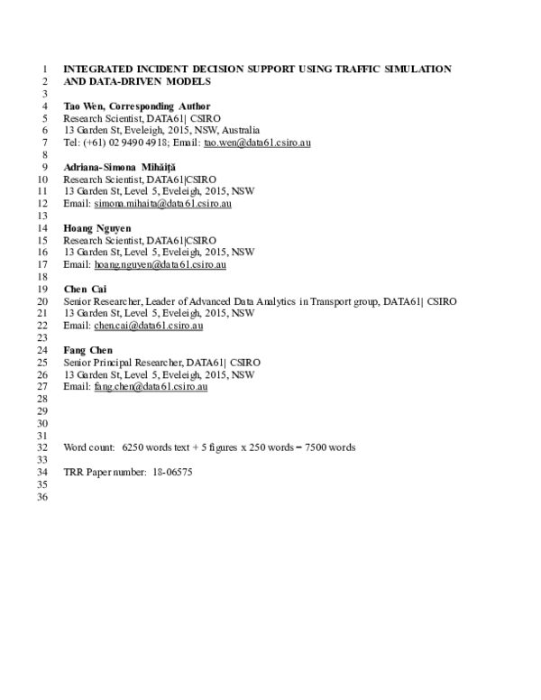 (PDF) Integrated Incident Decision-Support using Traffic Simulation and ...