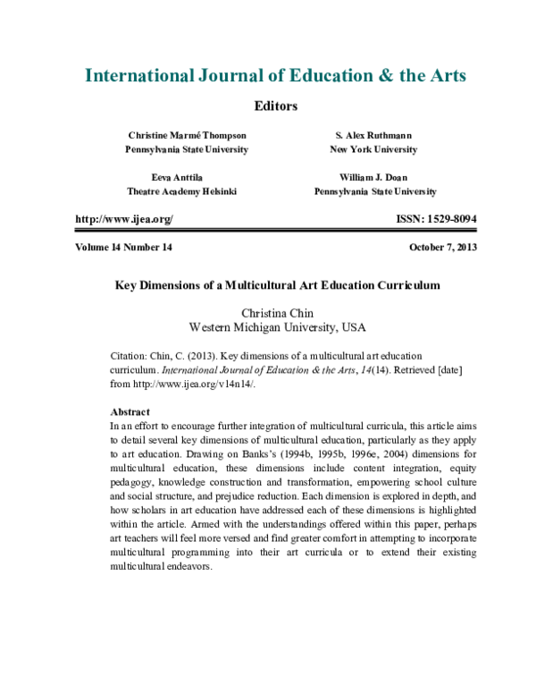 (PDF) Key Dimensions of a Multicultural Art Education Curriculum