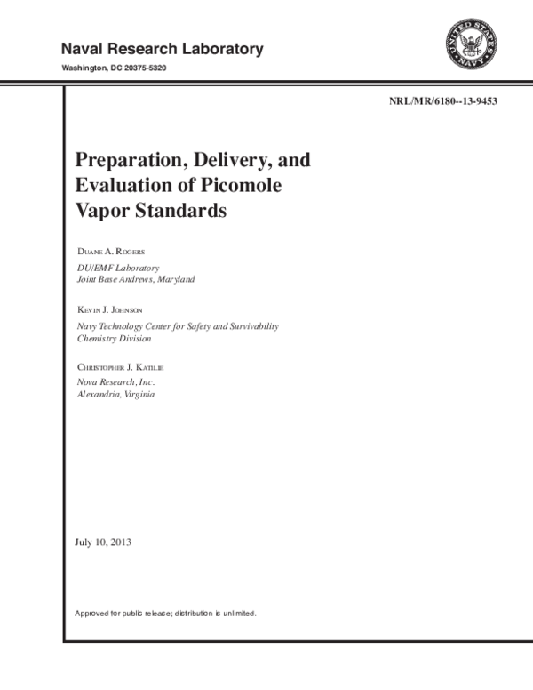(PDF) Preparation, Delivery, and Evaluation of Picomole Vapor Standards