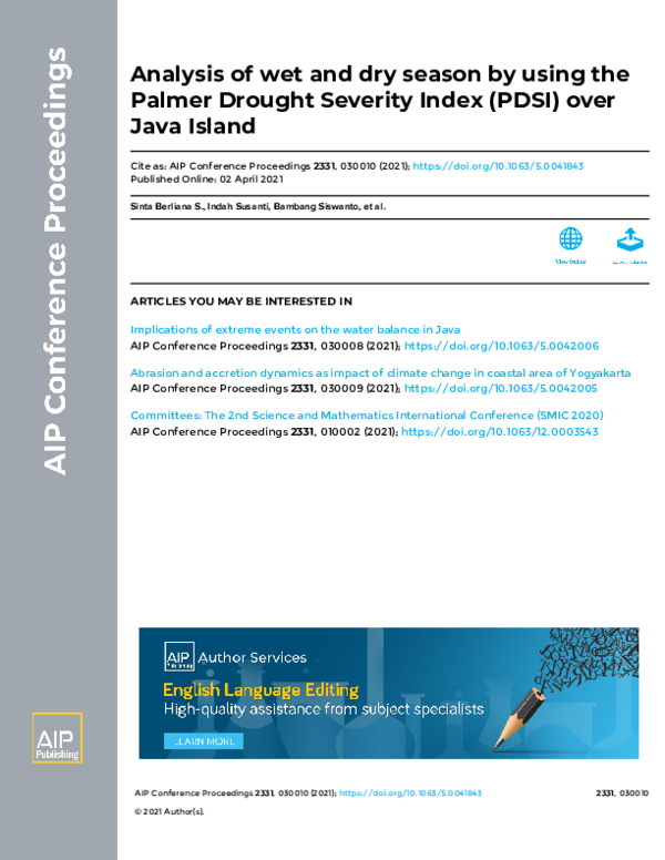 (PDF) Analysis of wet and dry season by using the Palmer Drought ...