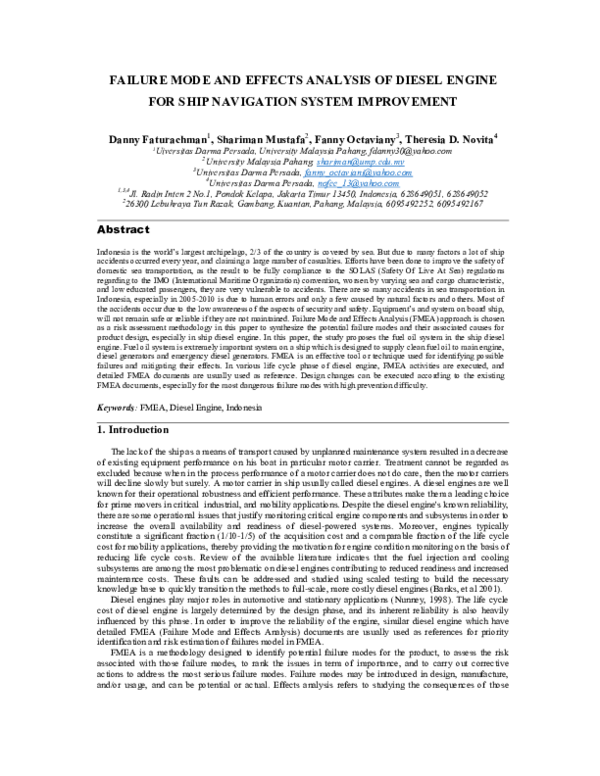 (PDF) Failure Mode and Effects Analysis of Diesel Engine for Ship ...