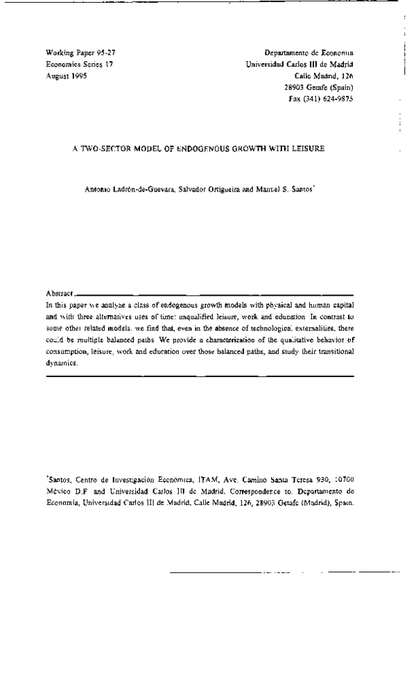 (PDF) A two-sector model of endogenous growth with leisure externalities