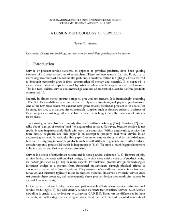 (PDF) A Design Methodology of Services
