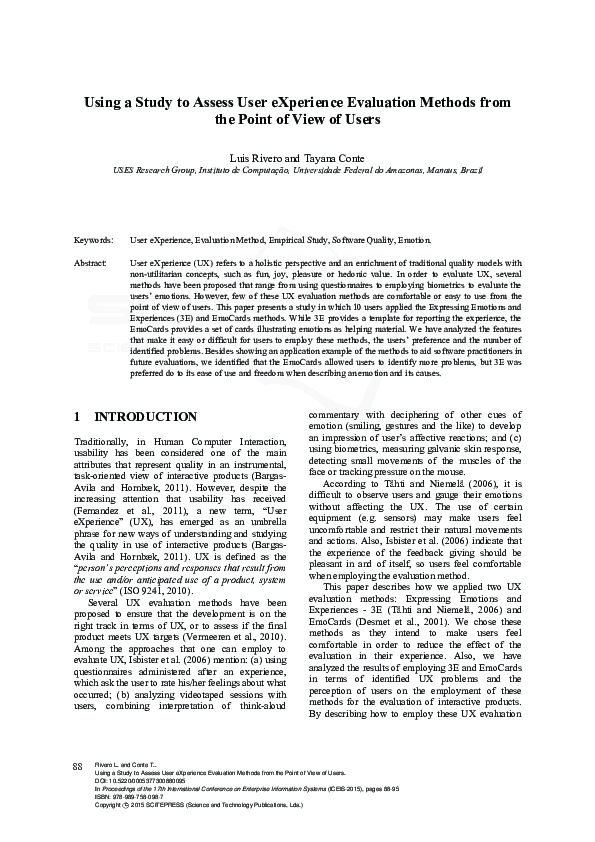 (PDF) Using a Study to Assess User eXperience Evaluation Methods from ...