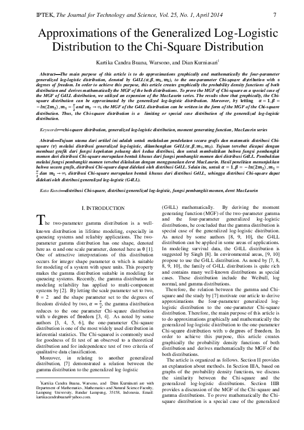 (PDF) Approximations of the Generalized Log-Logistic Distribution to ...