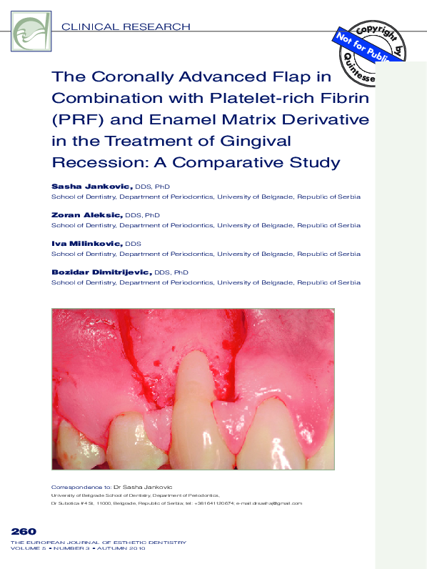 (PDF) Comparative Evaluation of Coronally Advanced Flap Using Platelet ...
