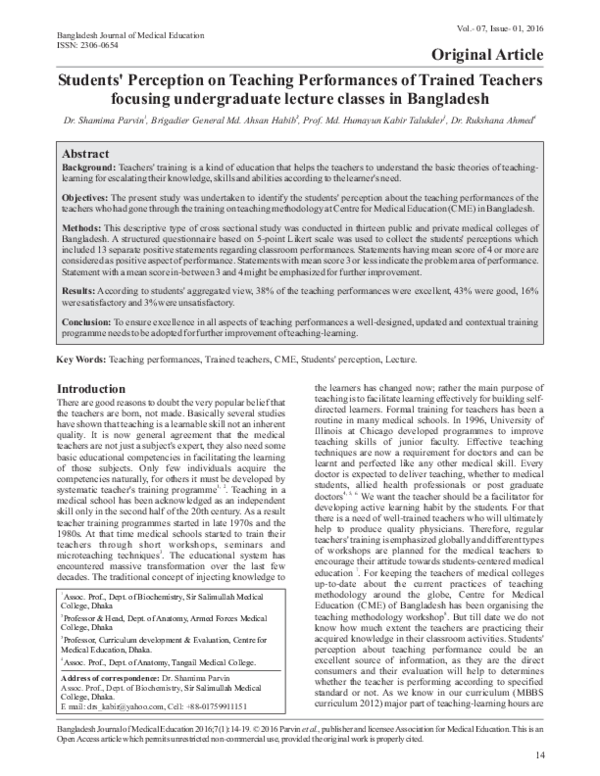 (PDF) Students' Perception on Teaching Performances of Trained Teachers ...