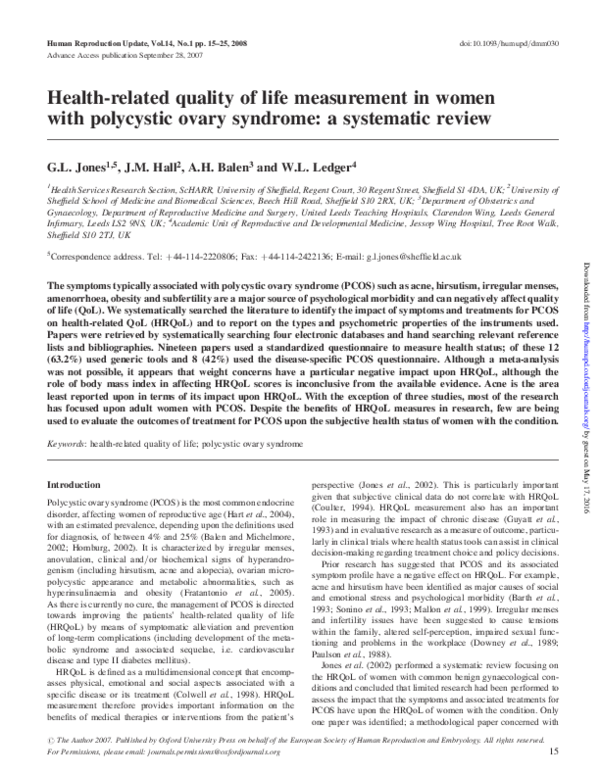 (PDF) Health Related Quality of Life in Women with Polycystic Ovary ...