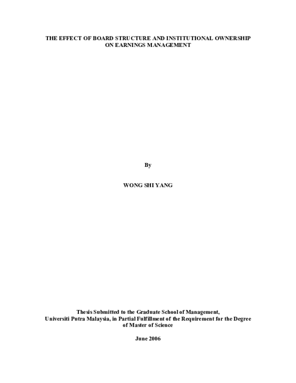 (PDF) The Effect of Board Structure and Institutional Ownership ...
