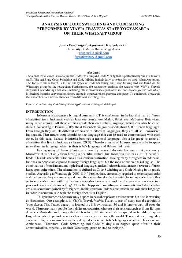 (PDF) Analysis of code switching and code mixing Performed by viavia ...