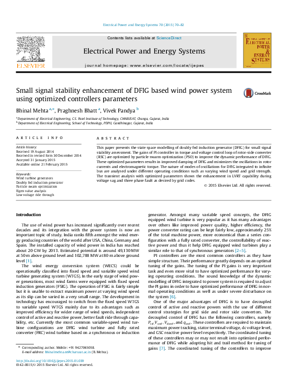 (PDF) Small signal stability enhancement of DFIG based wind power ...