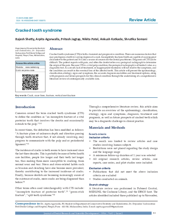 (PDF) Cracked tooth syndrome