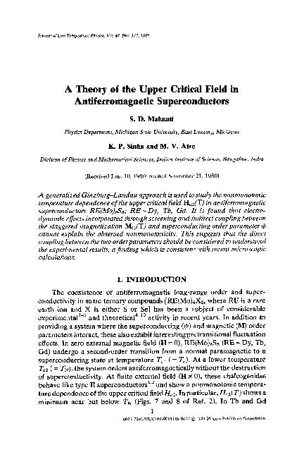 (PDF) A theory of the upper critical field in antiferromagnetic ...