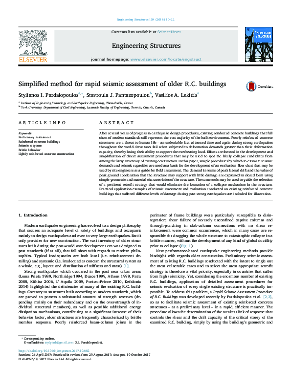 (PDF) Simplified method for rapid seismic assessment of older R.C ...