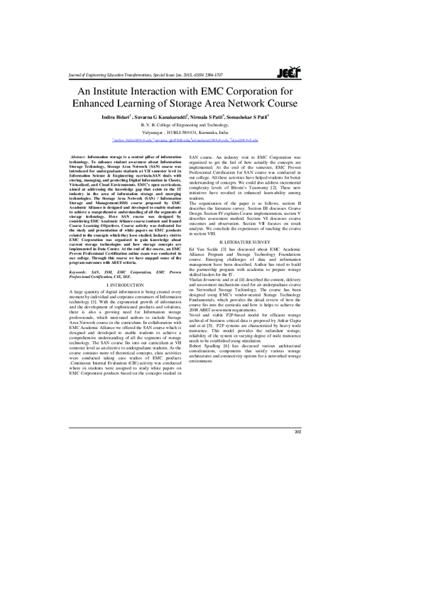  PDF An Institute Interaction With EMC Corporation For Enhanced 