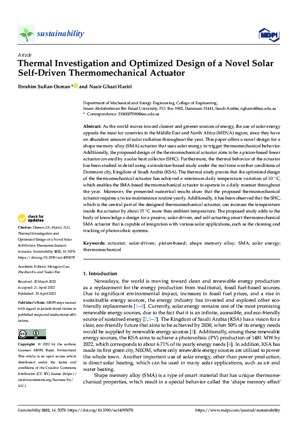 (PDF) Thermal Investigation and Optimized Design of a Novel Solar Self ...