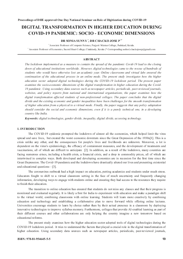 (PDF) Digital Transformation in Higher Education During COVID-19 ...