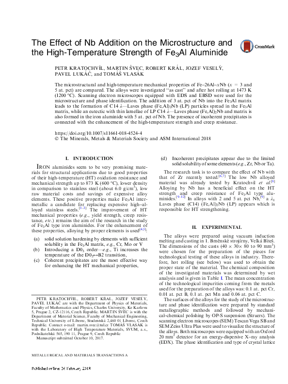 (PDF) The Effect of Nb Addition on the Microstructure and the High ...