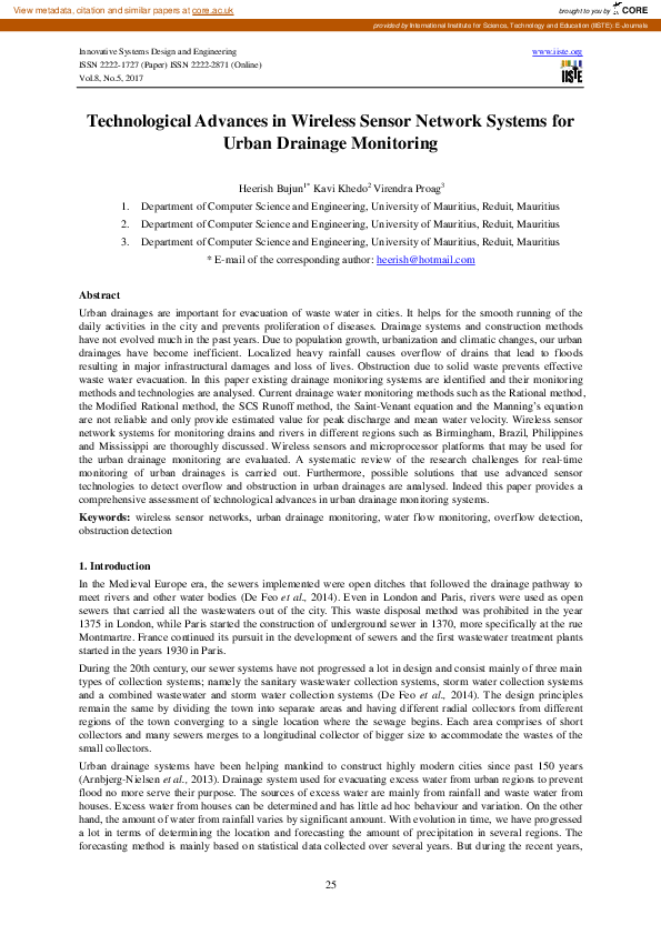 (PDF) Technological Advances in Wireless Sensor Network Systems for ...
