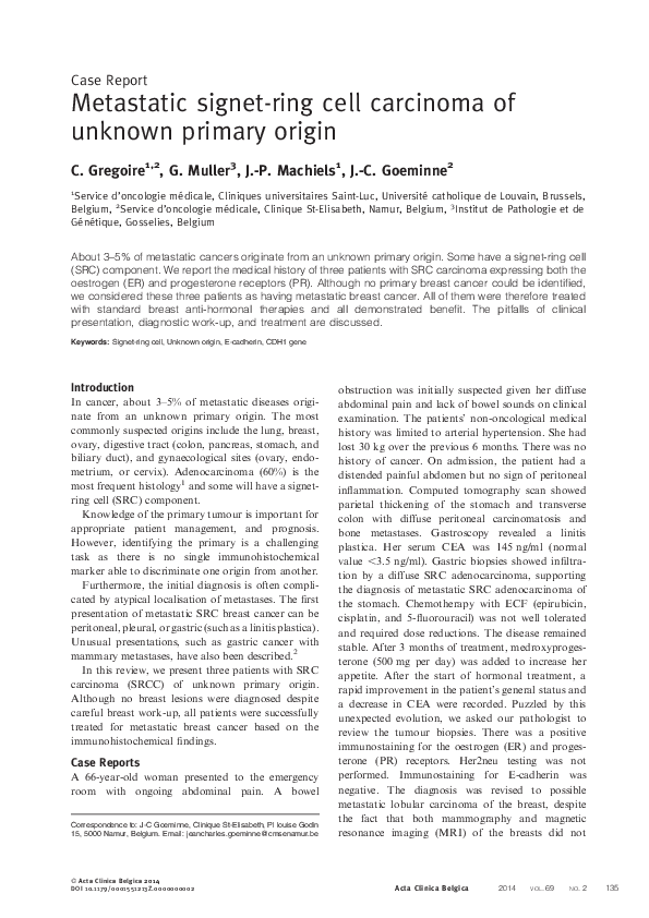 (PDF) Metastatic signet ring cell carcinoma of unknown primary source