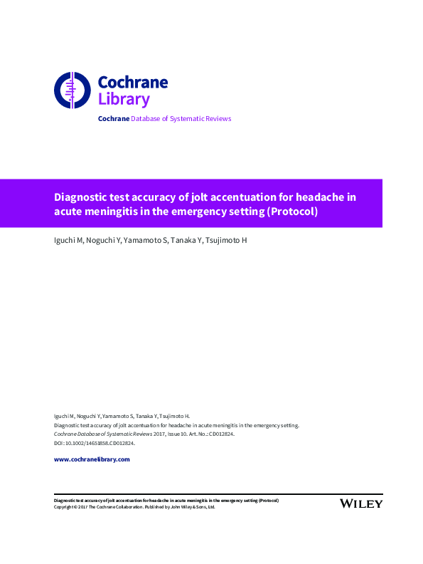 (PDF) Diagnostic test accuracy of jolt accentuation for headache in ...