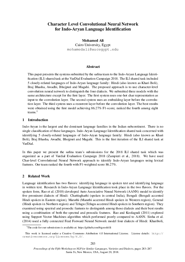 (PDF) Character Level Convolutional Neural Network for Indo-Aryan ...