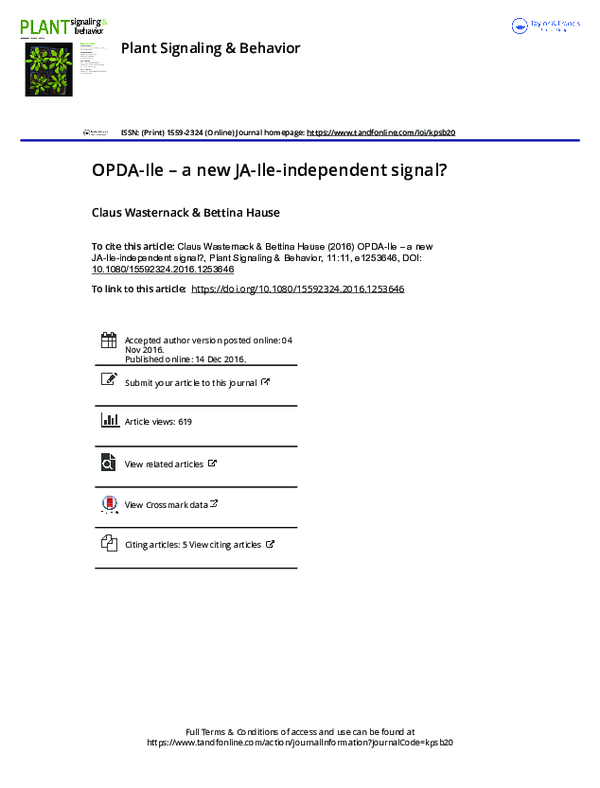 (PDF) OPDA-Ile – a new JA-Ile-independent signal?
