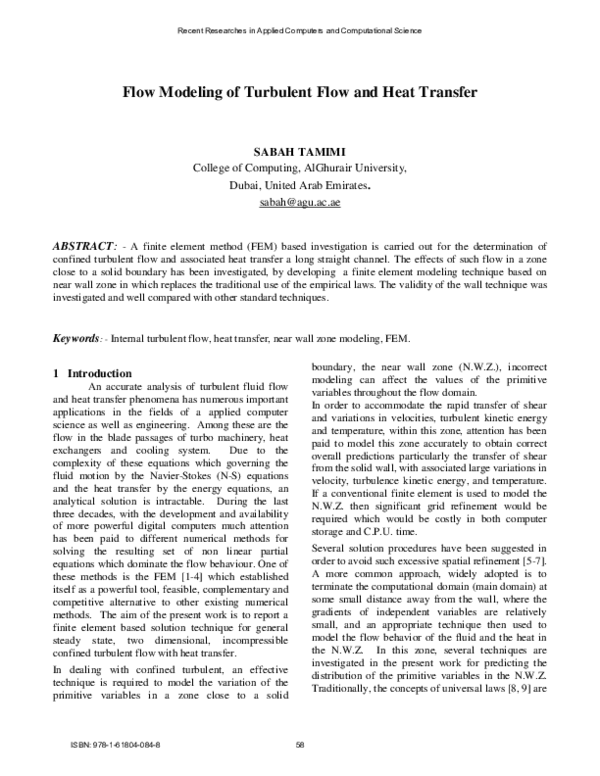 (PDF) Flow modeling of turbulent flow and heat transfer