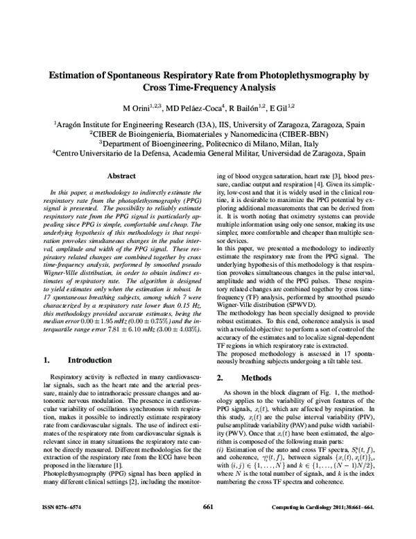 (PDF) Estimation of Spontaneous Respiratory Rate from ...