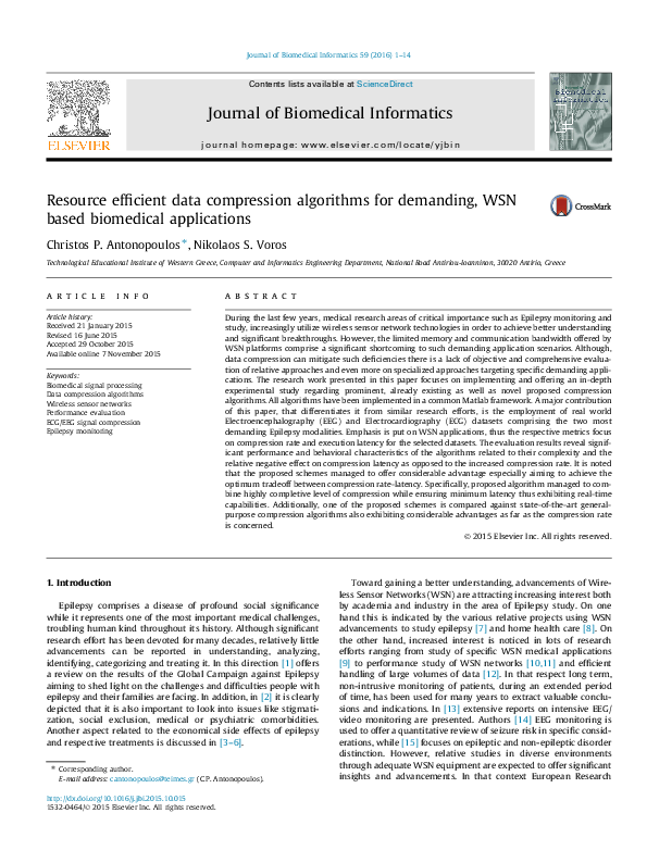 (PDF) Resource Efficient Data Compression Algorithms for Demanding, WSN ...