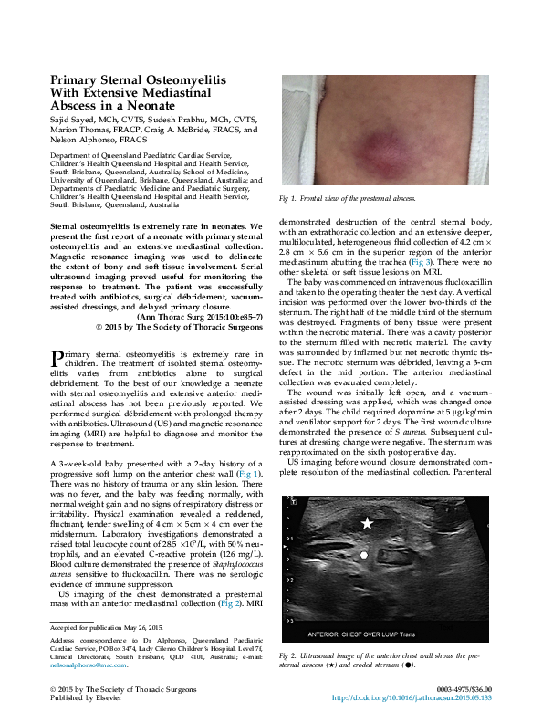 (PDF) Primary Sternal Osteomyelitis With Extensive Mediastinal Abscess ...