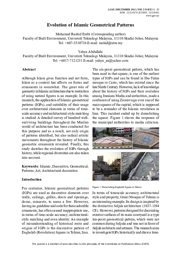 (PDF) Evolution of Islamic Geometrical Patterns