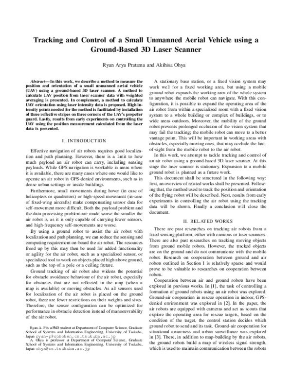(PDF) Tracking and control of a small unmanned aerial vehicle using a ...