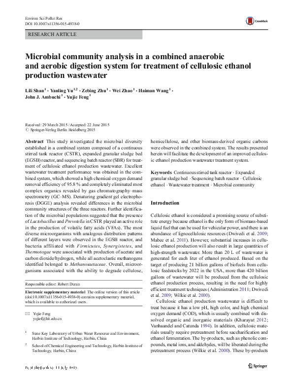 (PDF) Microbial community analysis in a combined anaerobic and aerobic ...